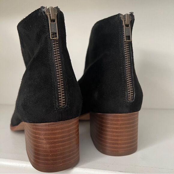 Seychelles Ankle Boots Booties Block Heel Zip Up Black Leather Suede Size 10 - Picture 2 of 7